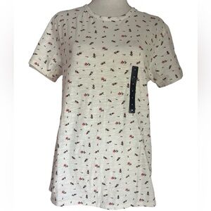 Lucky Brand Woman’s White Floral Short Sleeve Tee